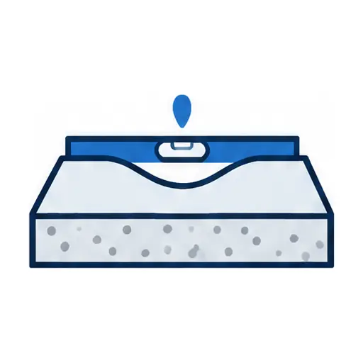 Schematic: Uneven or damp slab (leveling or moisture-mitigating primer)